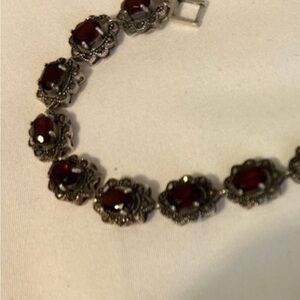 Unique Vintage Silver and Red Bracelet